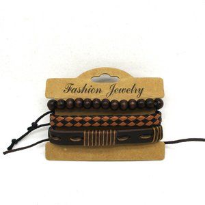 Fashion Jewelry Men's 3 Piece Leather Bracelets